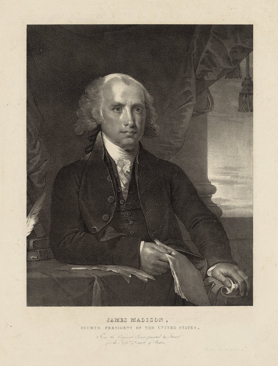 James Madison, Quarto Presidente dos Estados Unidos, c.1828 (litho) de Gilbert (after) Stuart