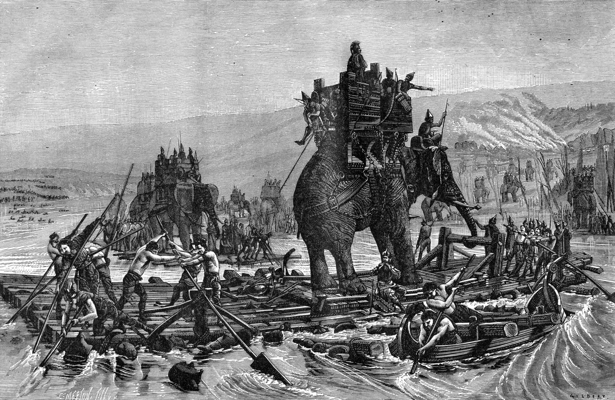 Aníbal atravessando o Ródano, 218 aC 1882-1884 de Gilbert