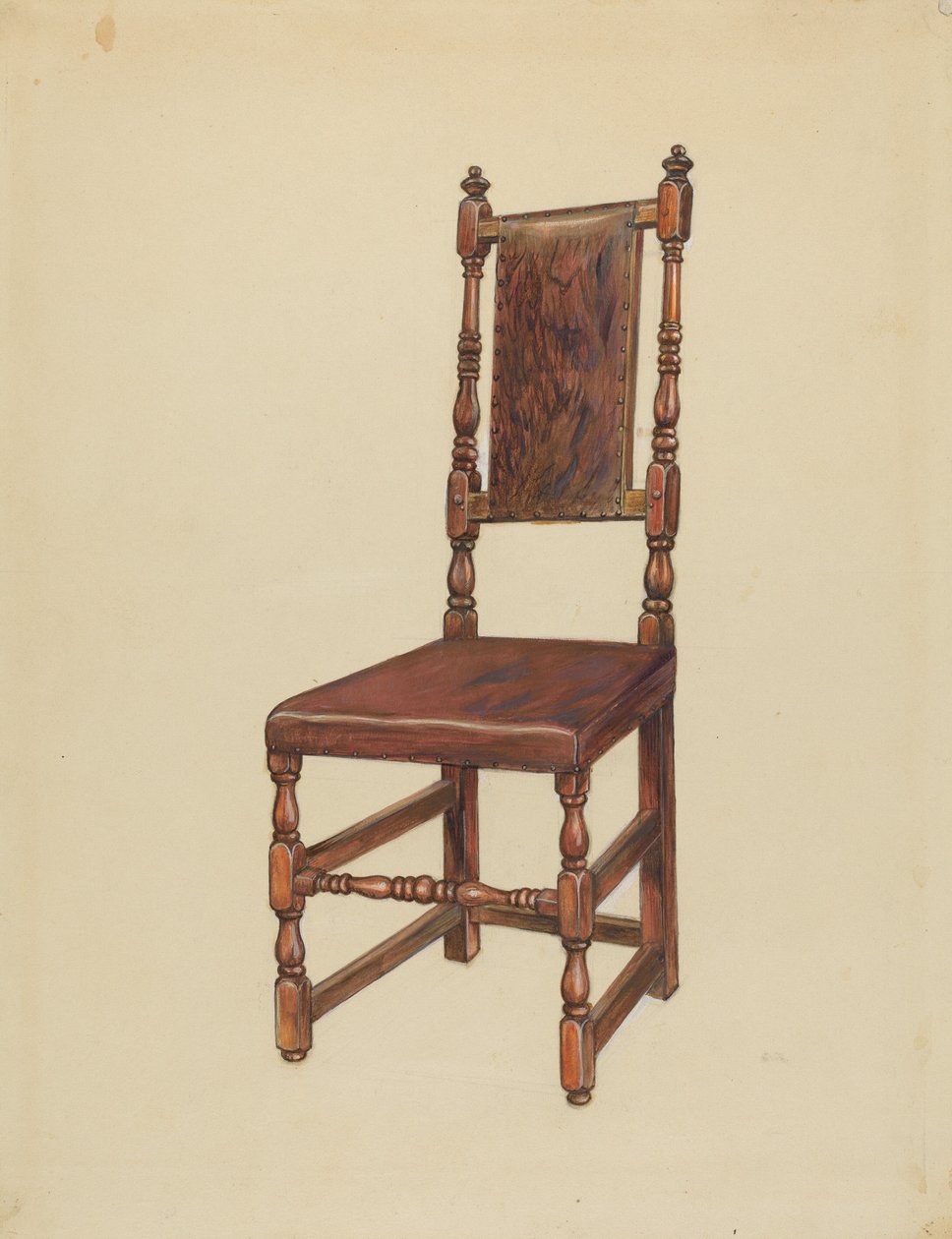 Cadeira Lateral de Couro Cromwellian de Gilbert Sackerman