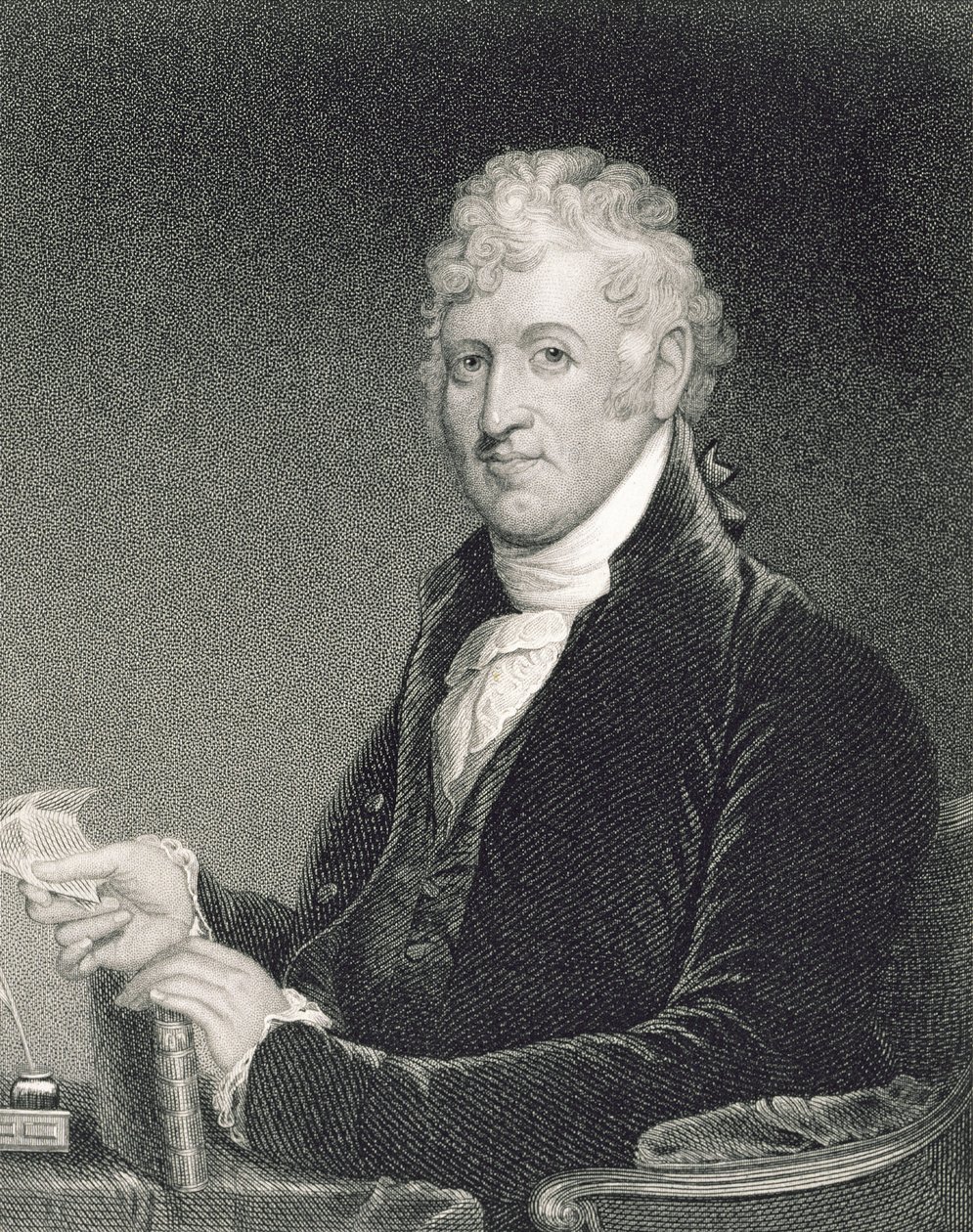 David Humphreys, gravado por George Parker (fl.1834-d.1868), após uma cópia da pintura original de James Herring (1794-1867) de Gilbert Stuart