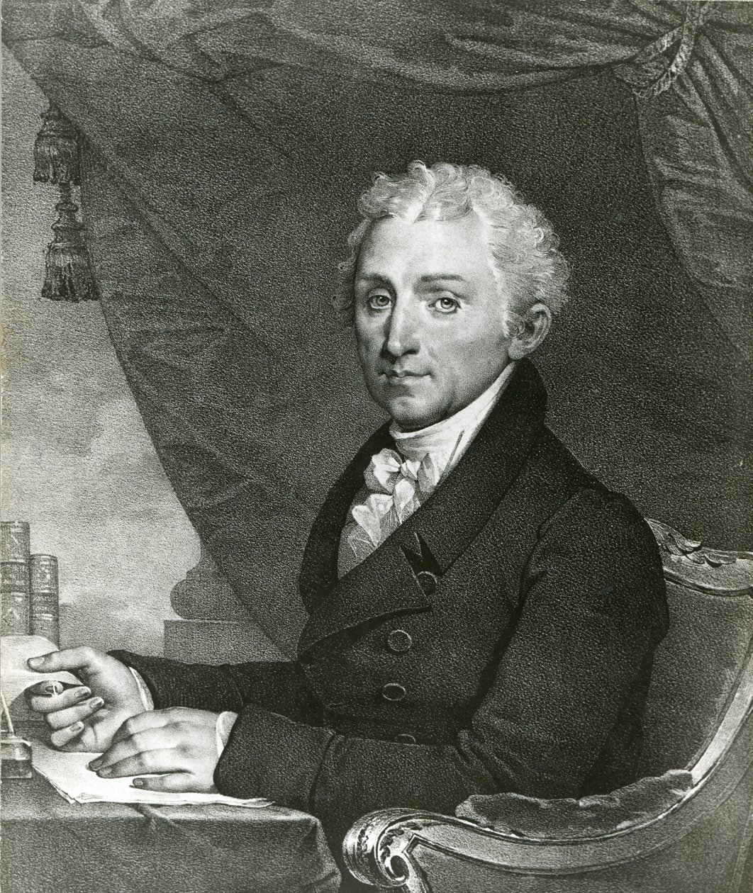 James Monroe, 5º Presidente dos Estados Unidos da América (a/b/w litho) de Gilbert Stuart