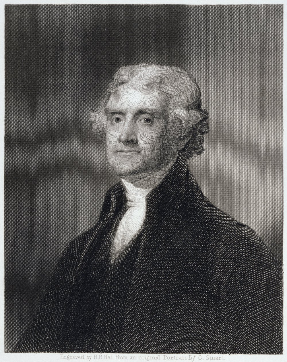 Retrato de Thomas Jefferson, gravado por Henry Bryan Hall (1808-84) de Gilbert Stuart