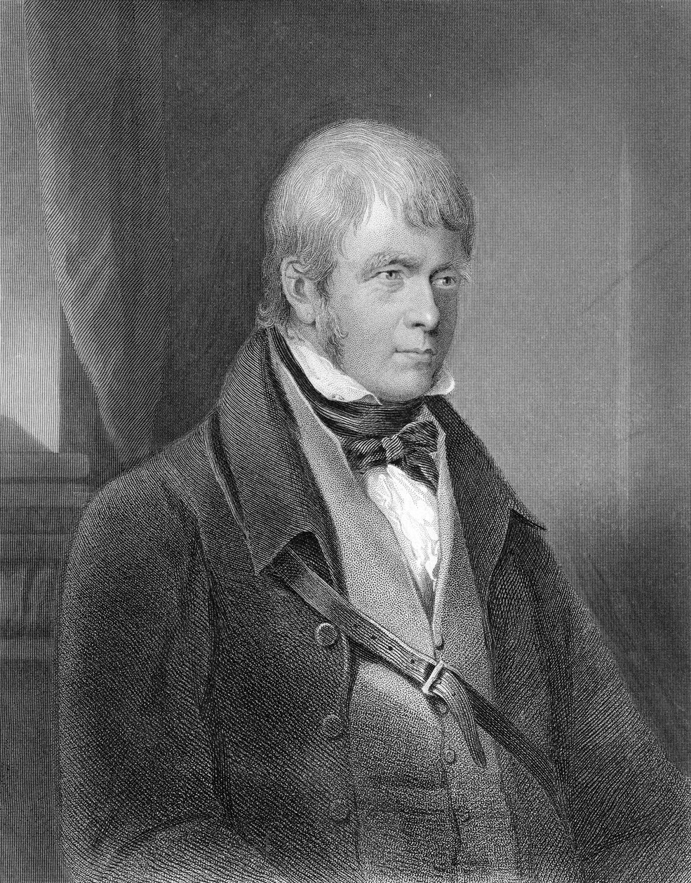 Retrato de Walter Scott (gravura) (foto bw) de Gilbert Stuart Newton