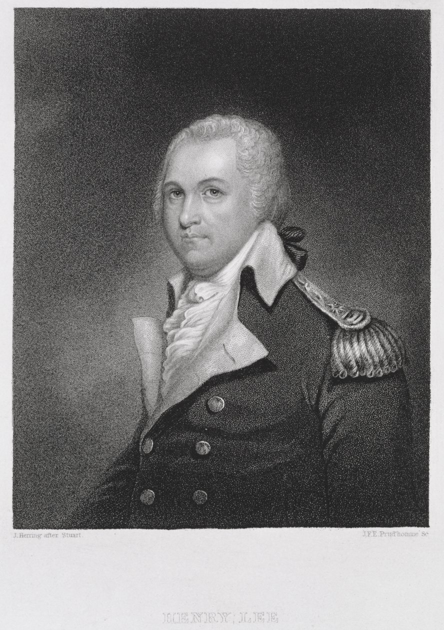 General Henry Lee (1756-1818), gravado por John Francis Eugene PrudHomme (1800-92) após uma cópia da pintura original de James Herring (1794-1867) de Gilbert after Stuart