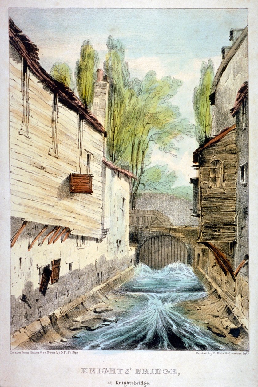 Ponte dos Cavaleiros, Knightsbridge, Westminster, Londres, c1825 de Giles Firman Phillips