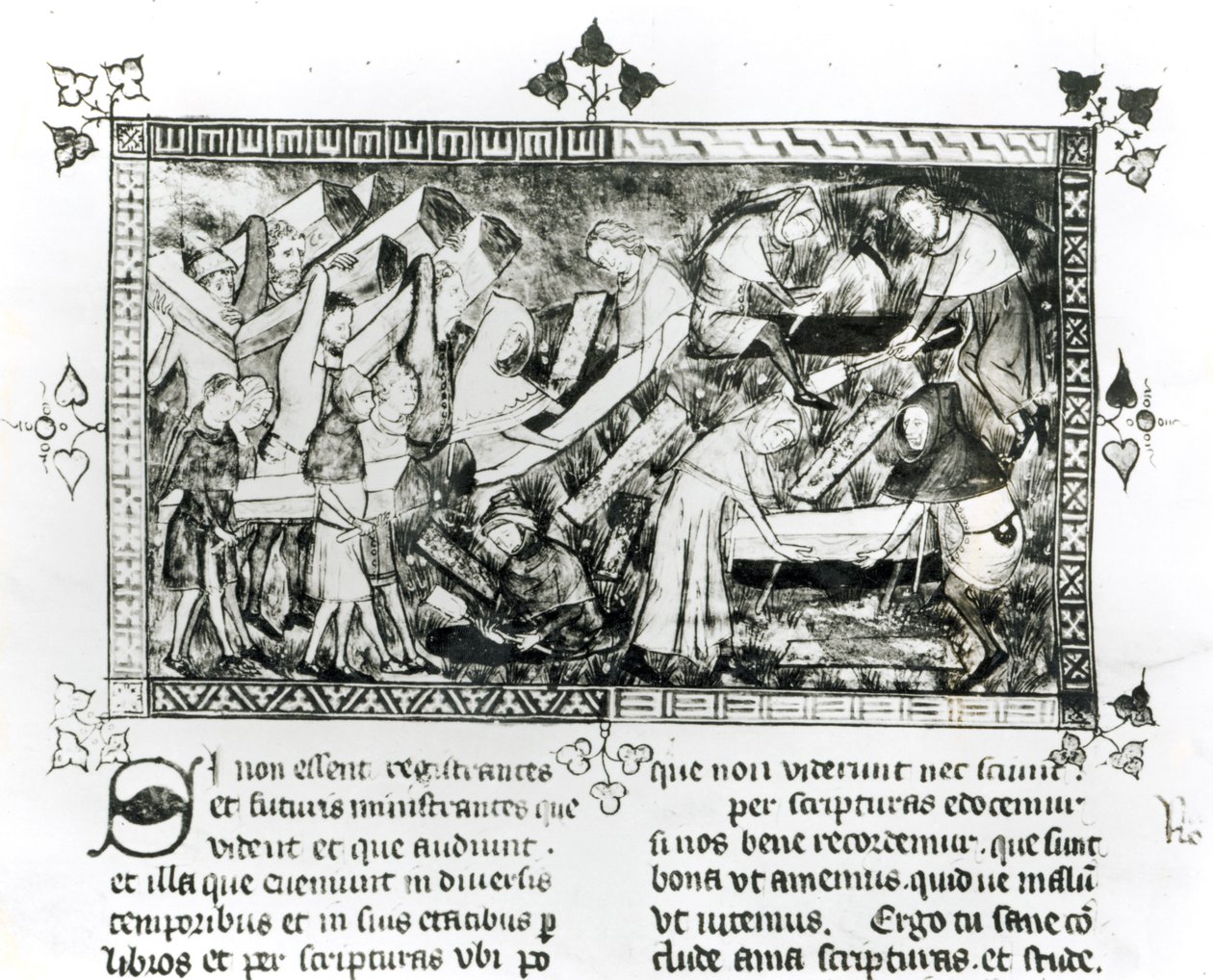 13076-77 f.24v Morte Negra em Tournai, de Gilles de Muisit, depois de 1349 de Gilles Le Muisit