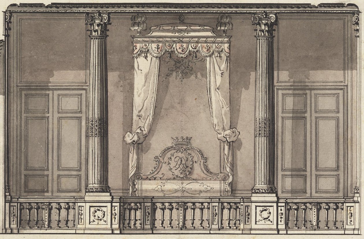 Cama Alcova para o Duc dOrléans, Palais Royal, Paris de Gilles Marie Oppenord