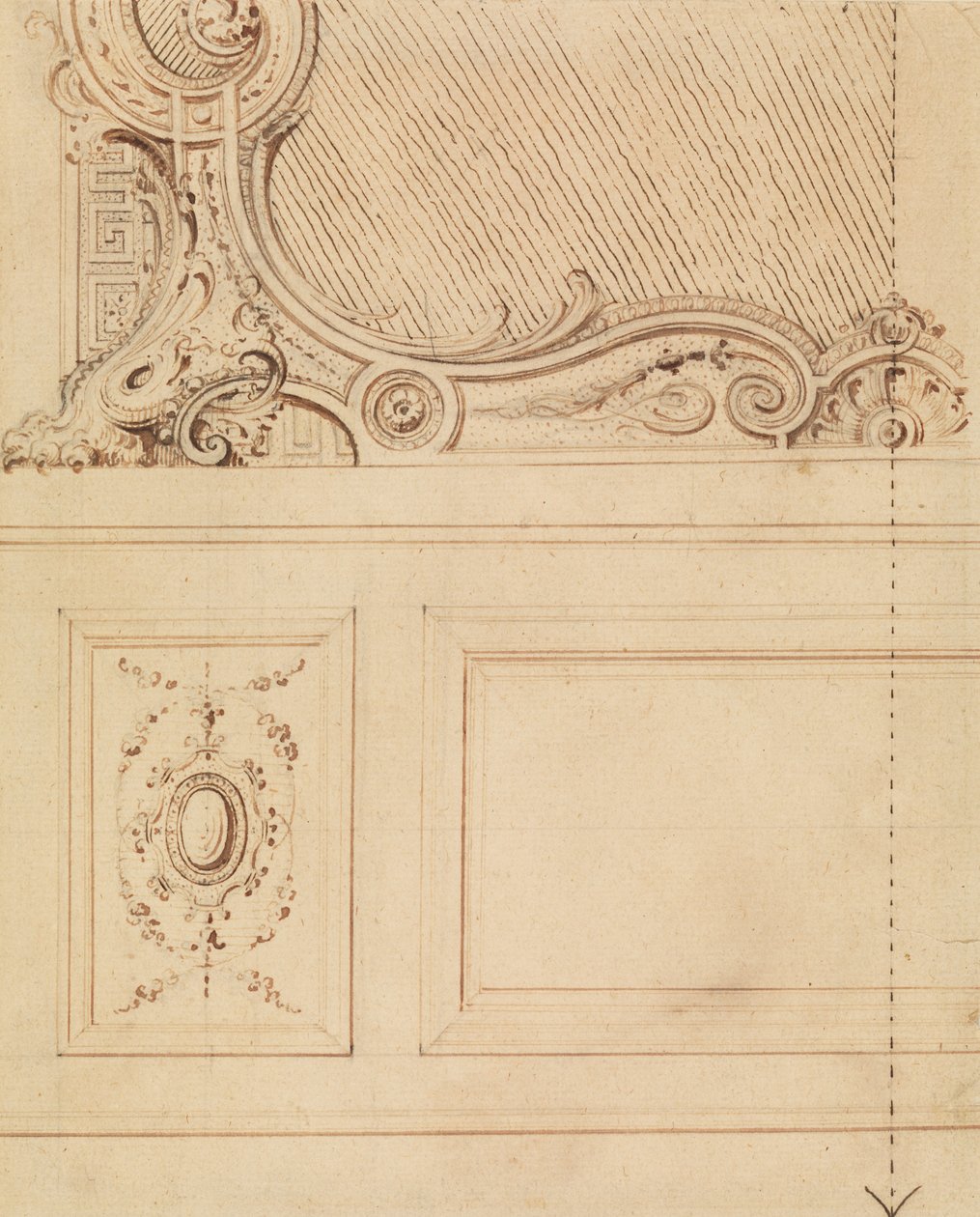 Projeto para a parte inferior de um painel de parede de Gilles Marie Oppenord