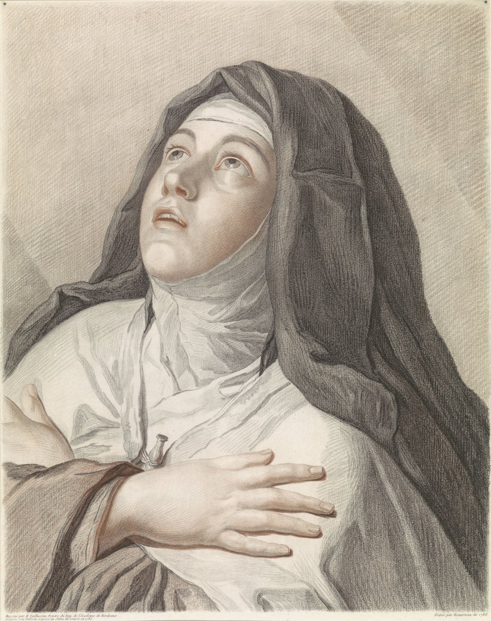 Santa Teresa em oração de Gilles Antoine Demarteau