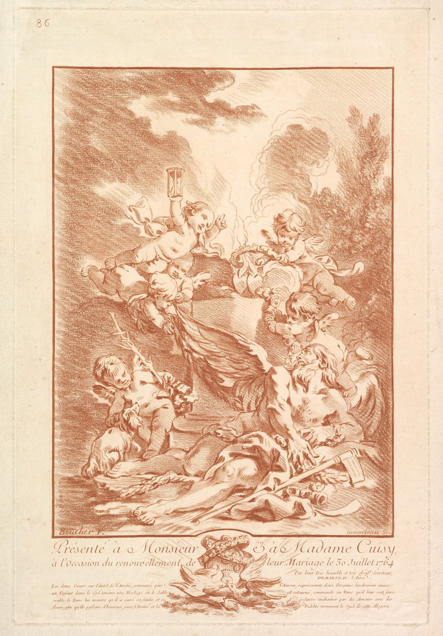 Alegoria para a comemoração de um casamento Alegoria para a comemoração de ..., meados do século XVIII. de Gilles Demarteau