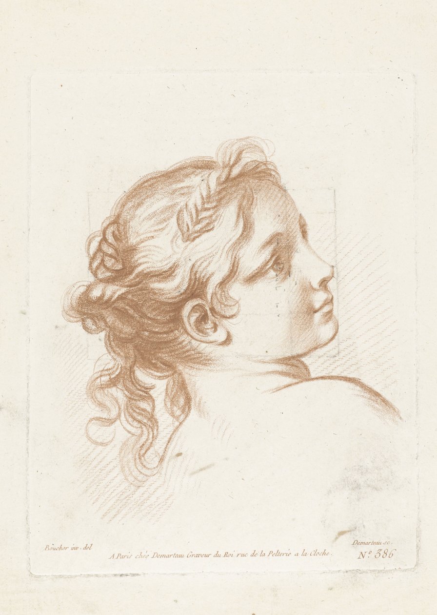 Busto de uma jovem Tête de jeune fille de Gilles Demarteau