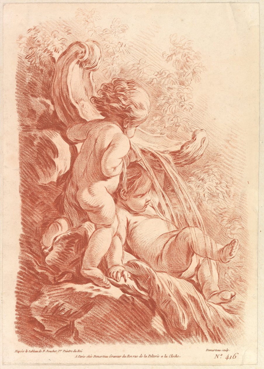 Fonte com dois cupidos, ca. 1773 de Gilles Demarteau