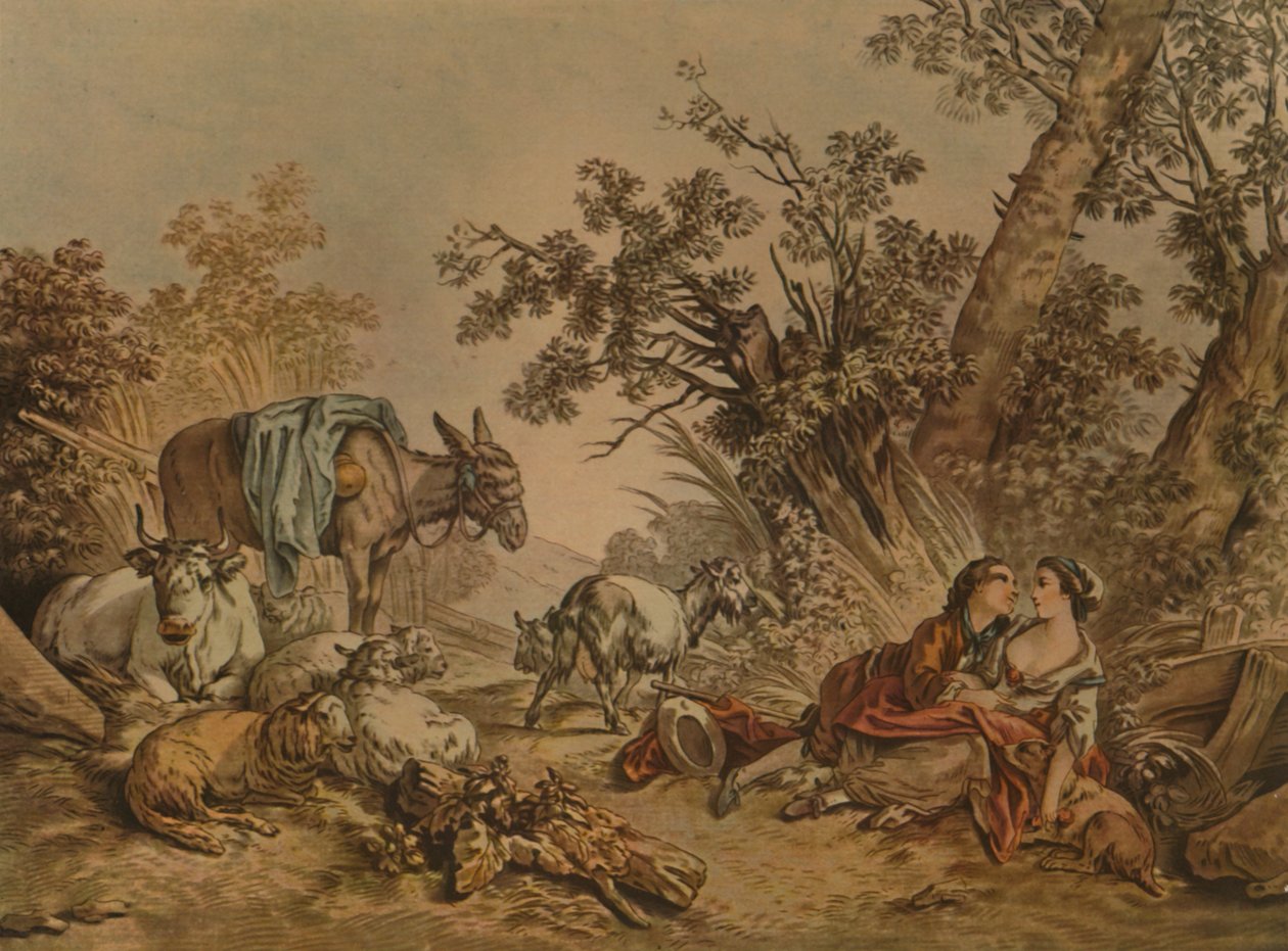 La Grande Pastorale, No. 602, Cena Pastoral, c1740-1770, 1913 de Gilles Demarteau