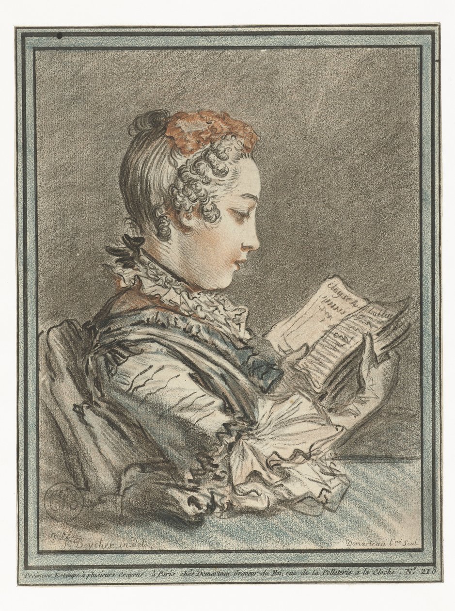 Leitura feminina
Femme lisant Eloyse et Abailar de Gilles Demarteau