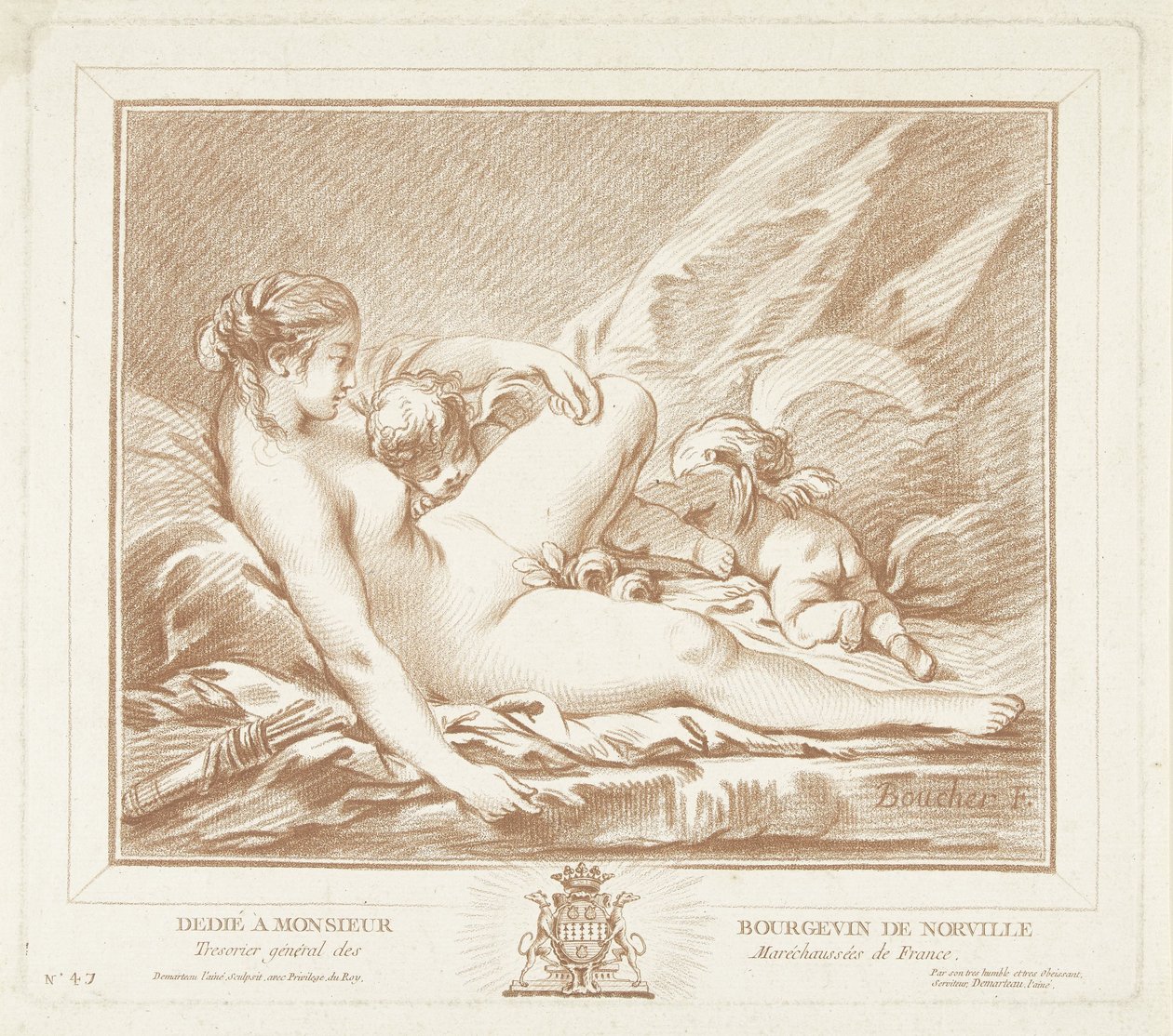 Vénus Reclinado com Amor e Anteros de Gilles Demarteau