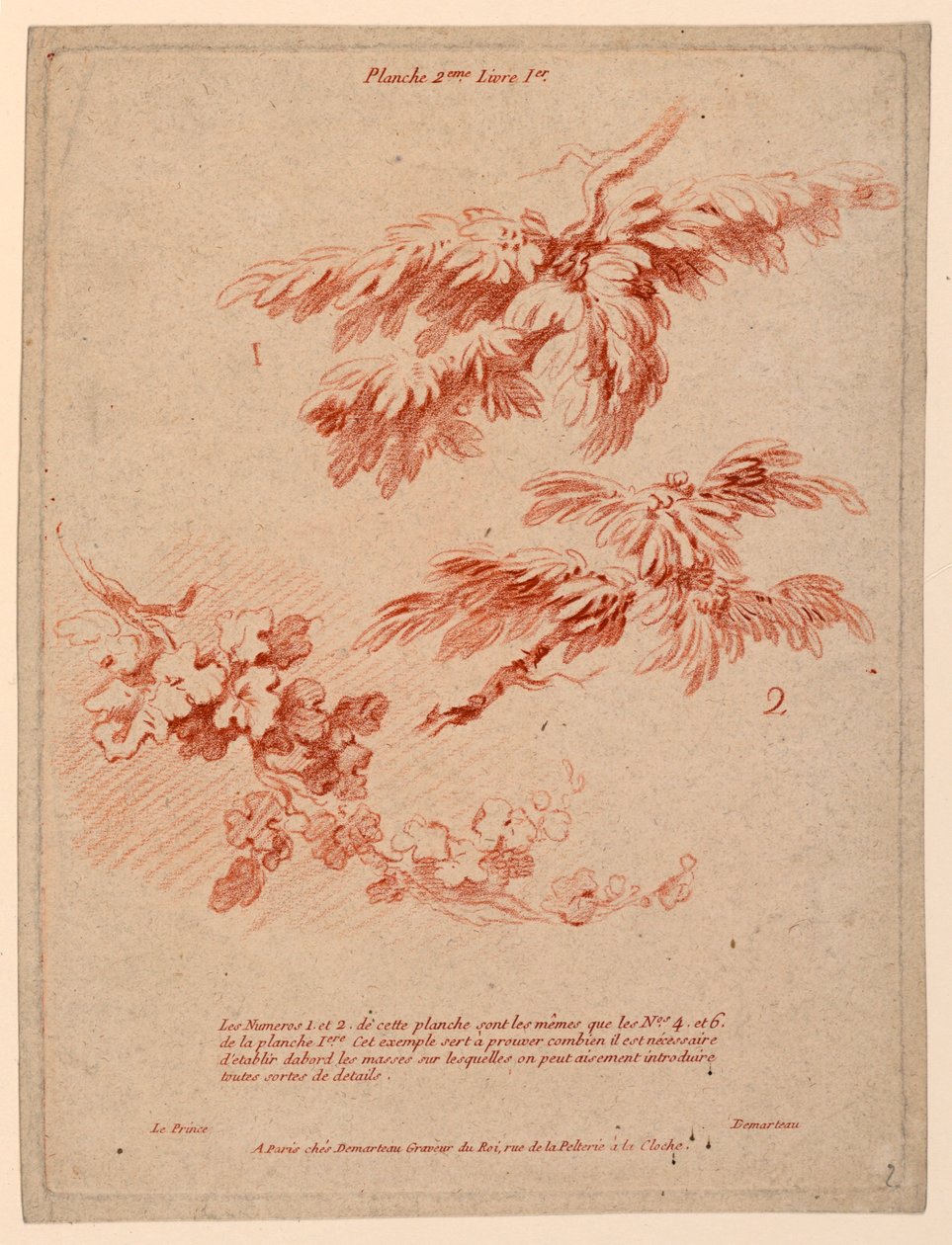 Placa 2 do Livro I, Princípios do Desenho no Gênero Paisagem de Gilles Demarteau