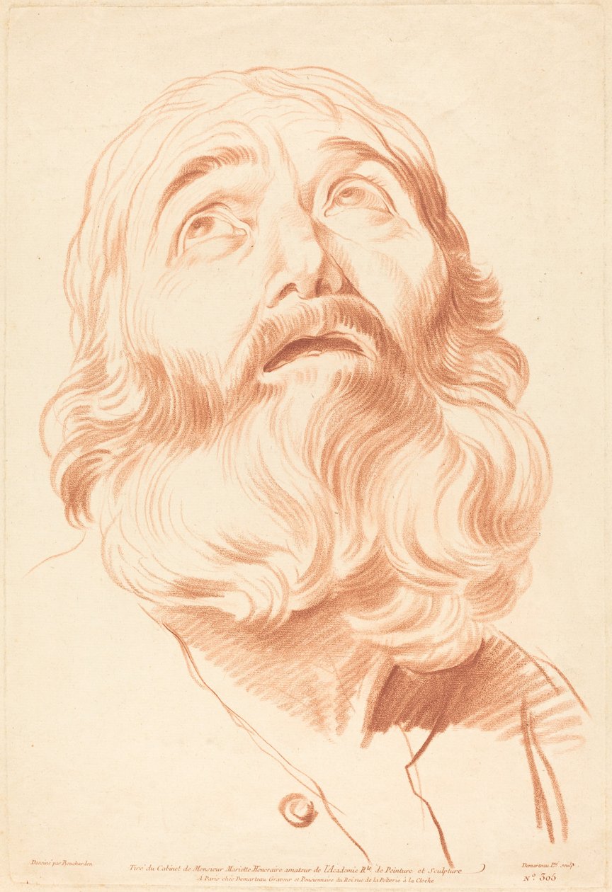 Cabeça de um homem de Gilles Demarteau, the Elder after Edme Bouchardon