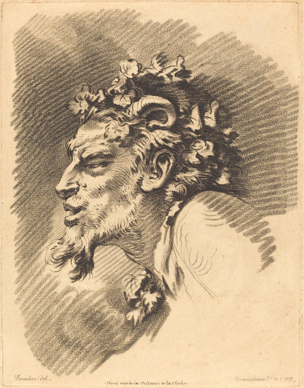 Cabeça de um fauno de Gilles Demarteau, the Elder after François Boucher