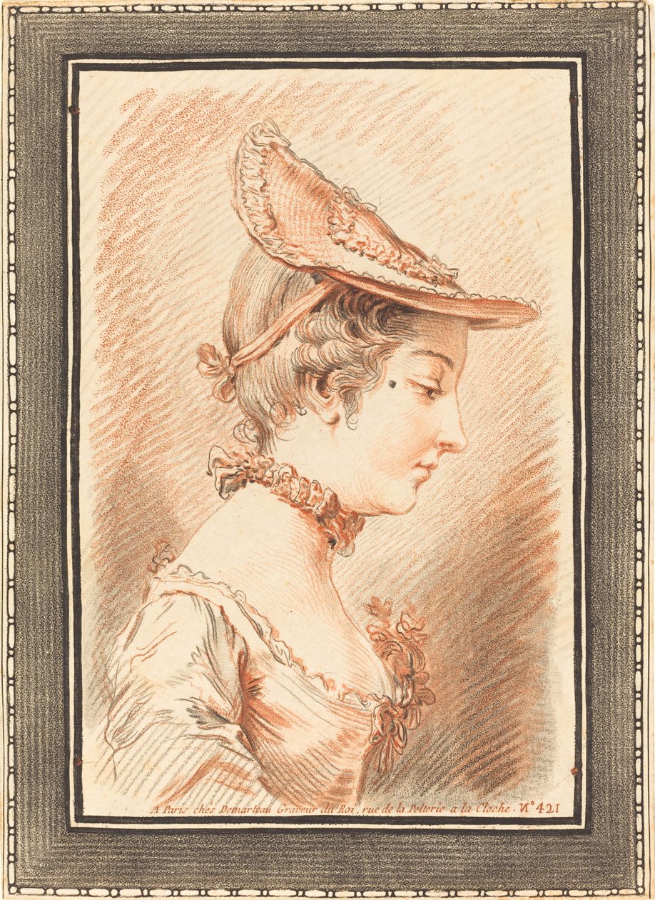Cabeça de uma jovem de Gilles Demarteau, the Elder after Jean Martial Fredou