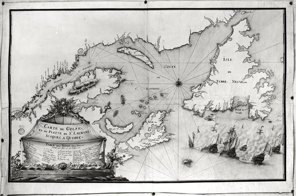 Mapa do Golfo de São Lourenço e Rio, 1699 de Gilles Gabriel de Saccardi