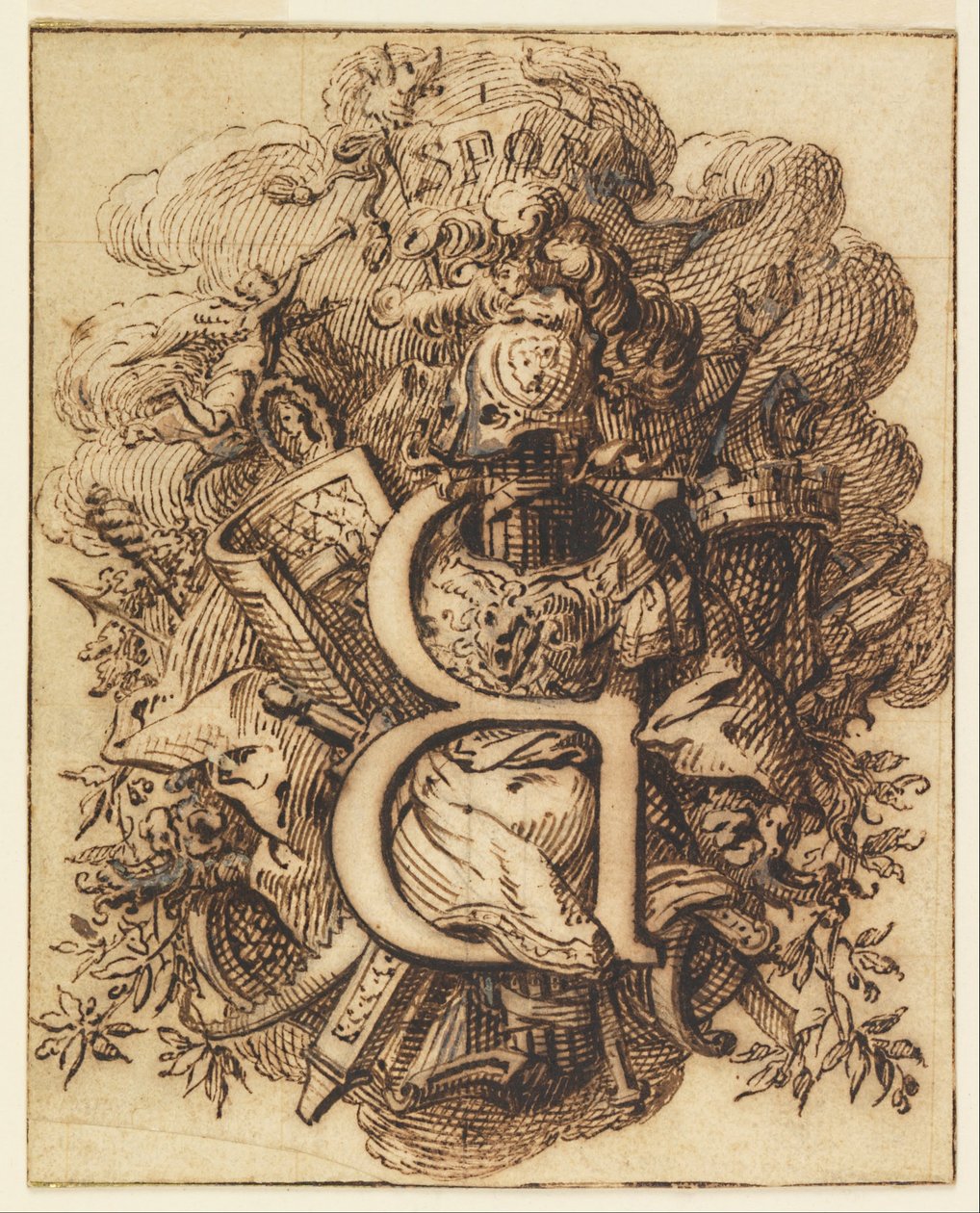 Desenho Ornamental para a Letra B de Gilles Marie Oppenord