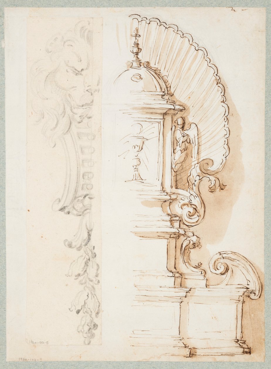 Esboço de Metade de um Motivo Ornamental de Gilles Marie Oppenord