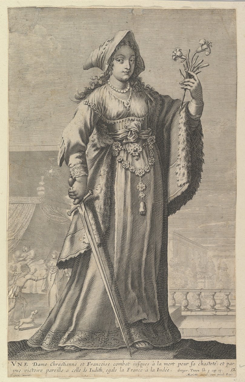 Uma mulher cristã francesa Uma senhora cristã e francesa, 1647. Criadores: Gilles Rousselet, Abraham Bosse. de Gilles Rousselet and Abraham Bosse
