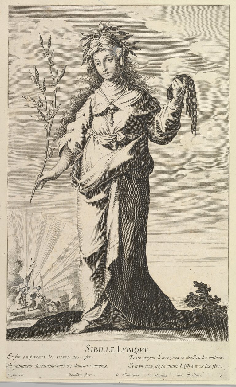 Sibila da Líbia, ca. 1635. Criadores: Gilles Rousselet, Abraham Bosse. de Gilles Rousselet and Abraham Bosse