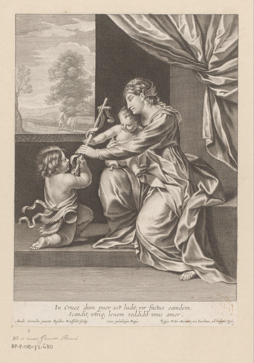 Maria com o Menino e João Batista segurando uma cruz de Gilles Rousselet