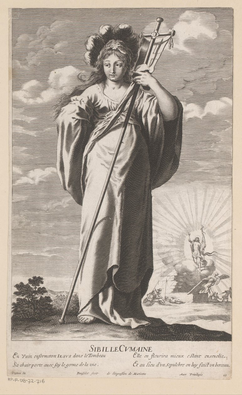 Sibila de Cumae, com a ressurreição de Cristo como pano de fundo
Sibyl of Cumae (título sobre o objecto)
Sibyls (título da série)
Les Sibylles (título da série) de Gilles Rousselet