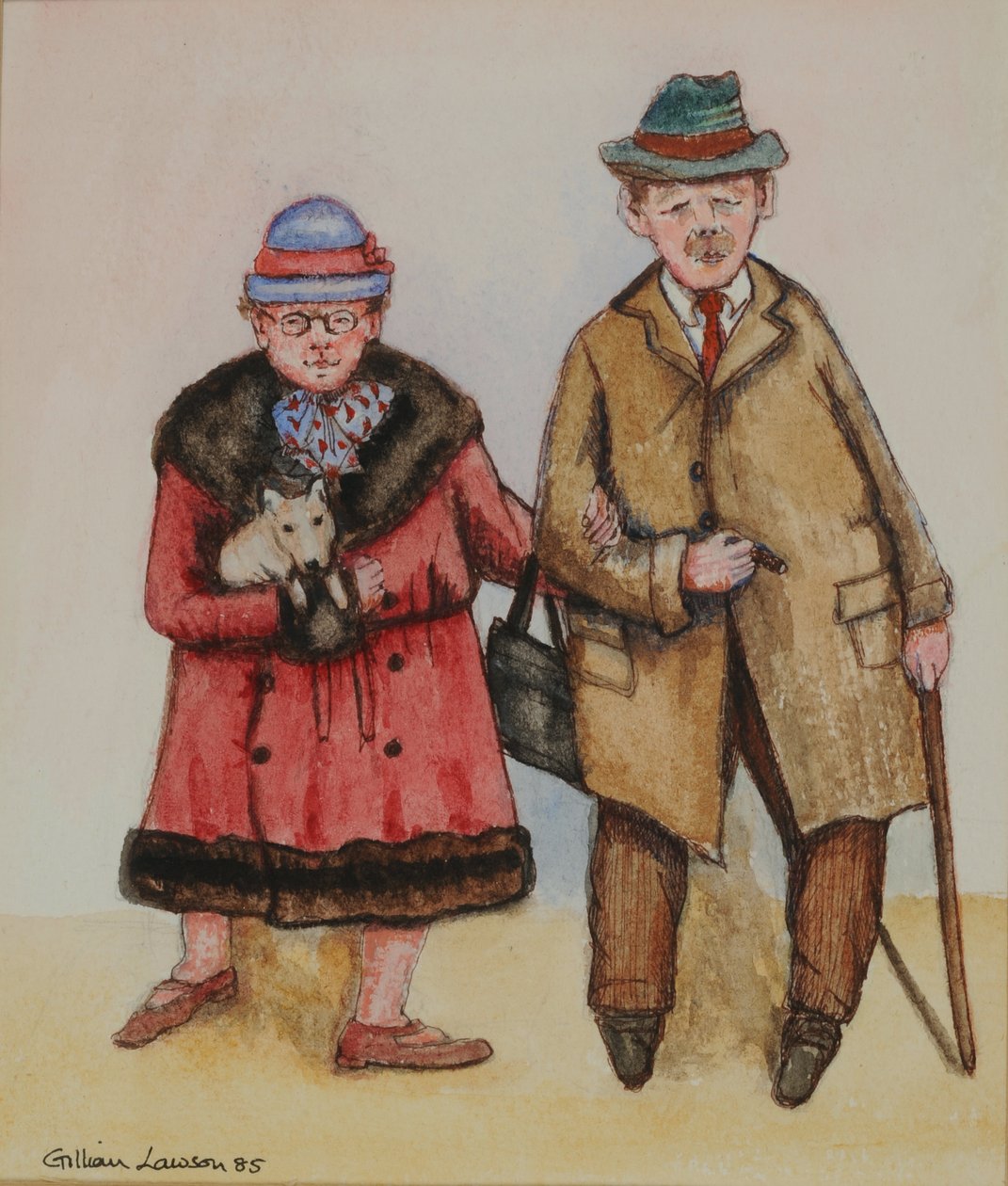 Casal de idosos, 1985 (aquarela sobre papel) de Gillian Lawson