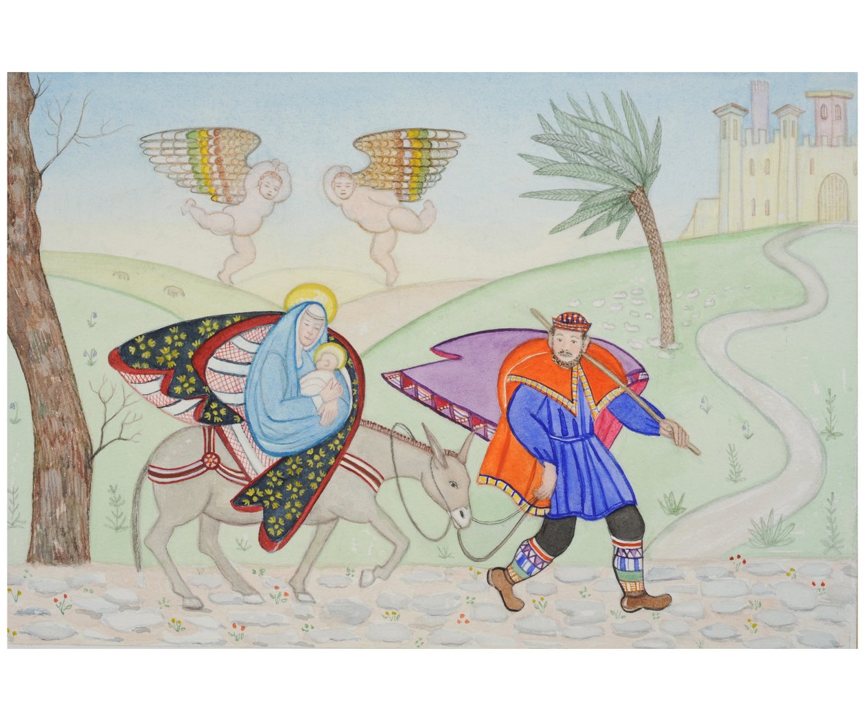 Voo para o Egito, 2005 (wc on paper) de Gillian Lawson