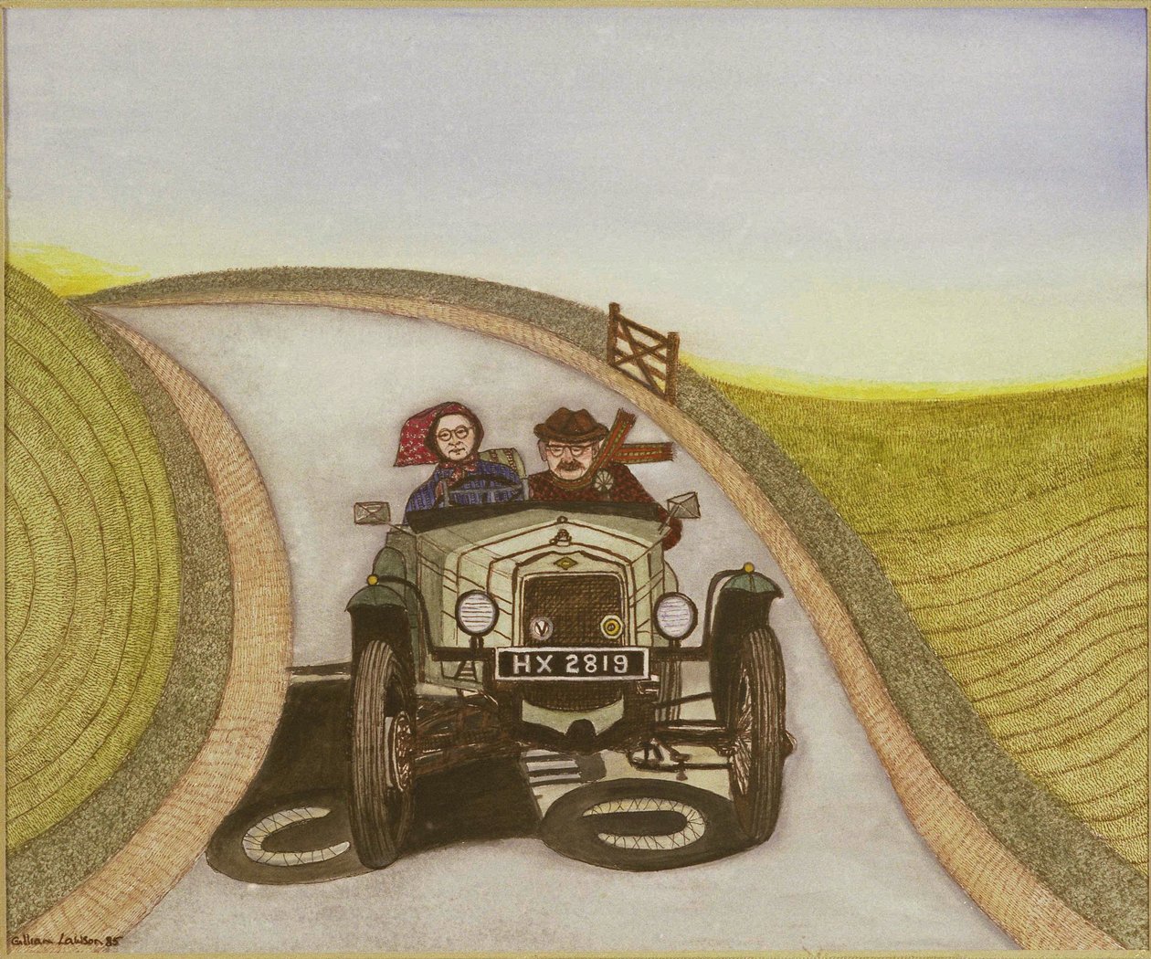 Automóvel, 1985 (aguarela sobre papel) de Gillian Lawson