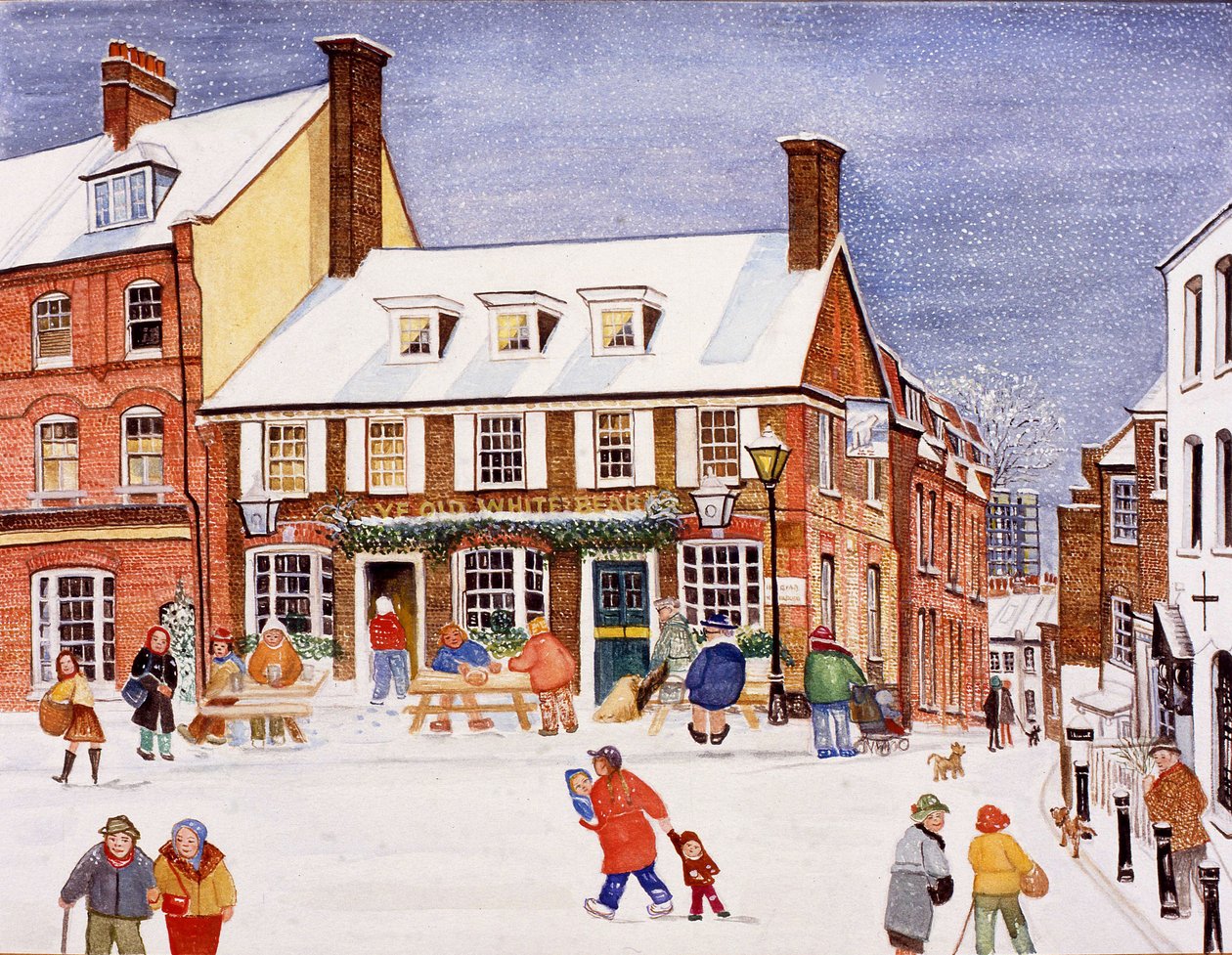 O Urso Branco, Hampstead, 1990 (aguarela sobre papel) de Gillian Lawson