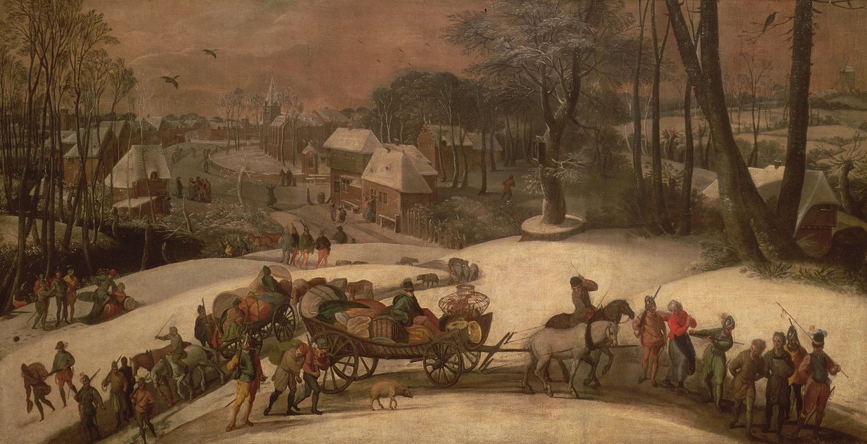 Uma expedição militar no inverno, c.1590 de Gillis Mostaert