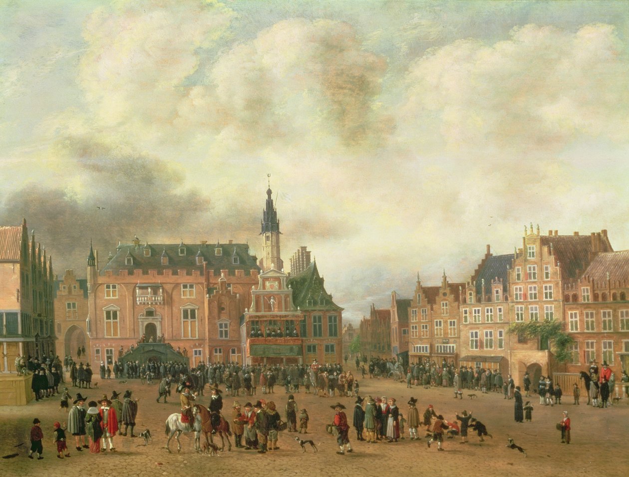 Anúncio da Paz de Breda no Grote Markt, Haarlem, c.1667 de Gillis Rombouts