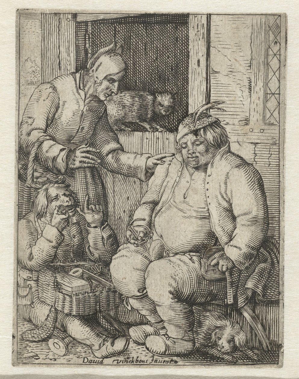 mascate demonstra sua mercadoria de Gillis van Breen
