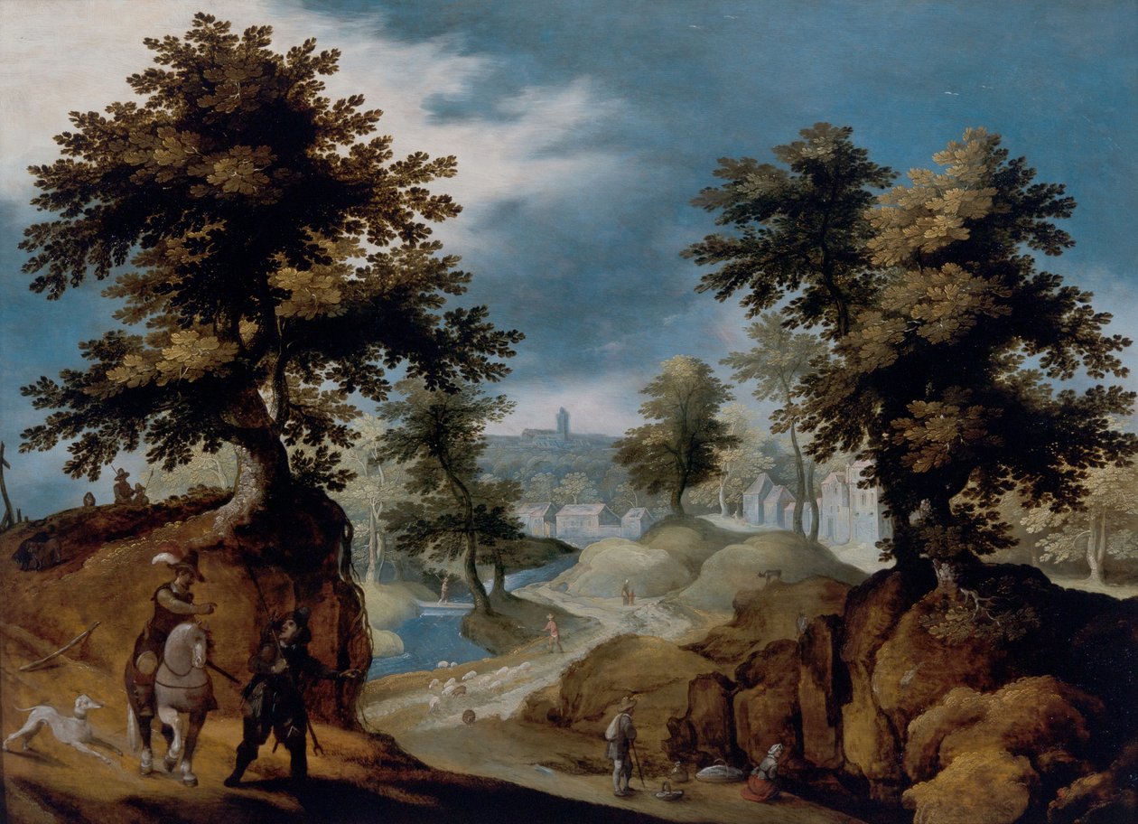 Paisagem com figuras de Gillis van III Coninxloo