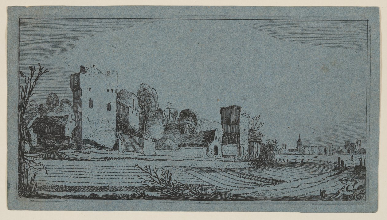 Campos antes de ruínas transformados em quintas, de Doze paisagens com figuras de Gillis van Scheyndel