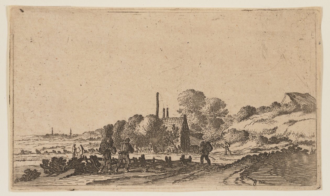 Figuras num caminho antes das quintas nas dunas, de Doze paisagens de Gillis van Scheyndel