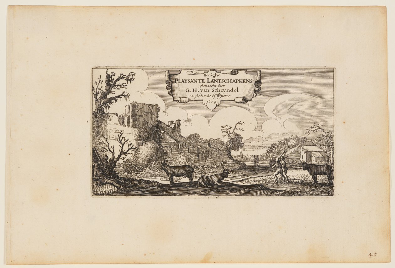 Folha de rosto, de Doze paisagens com figuras de Gillis van Scheyndel