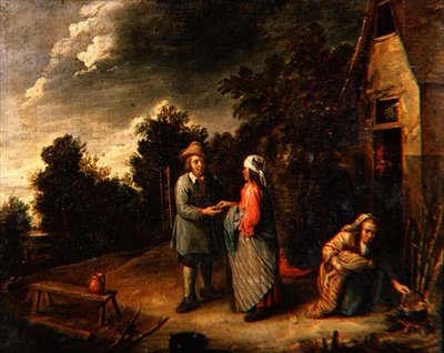 Camponeses por uma casa de campo de Gillis van Tilborgh