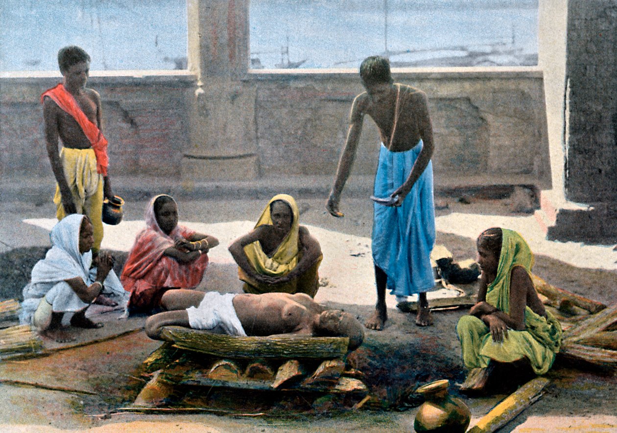 Cremação na Índia, c1890 de Gillot