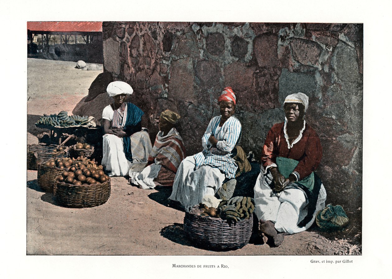 Vendedores de frutas, Rio de Janeiro, Brasil, século XIX de Gillot