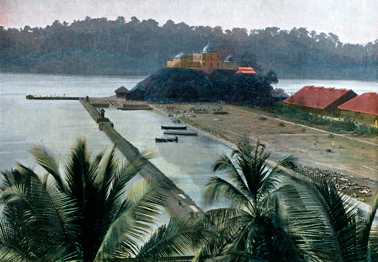 Port Blair, capital das Ilhas Andaman e Nicobar, Oceano Índico, c1890 de Gillot