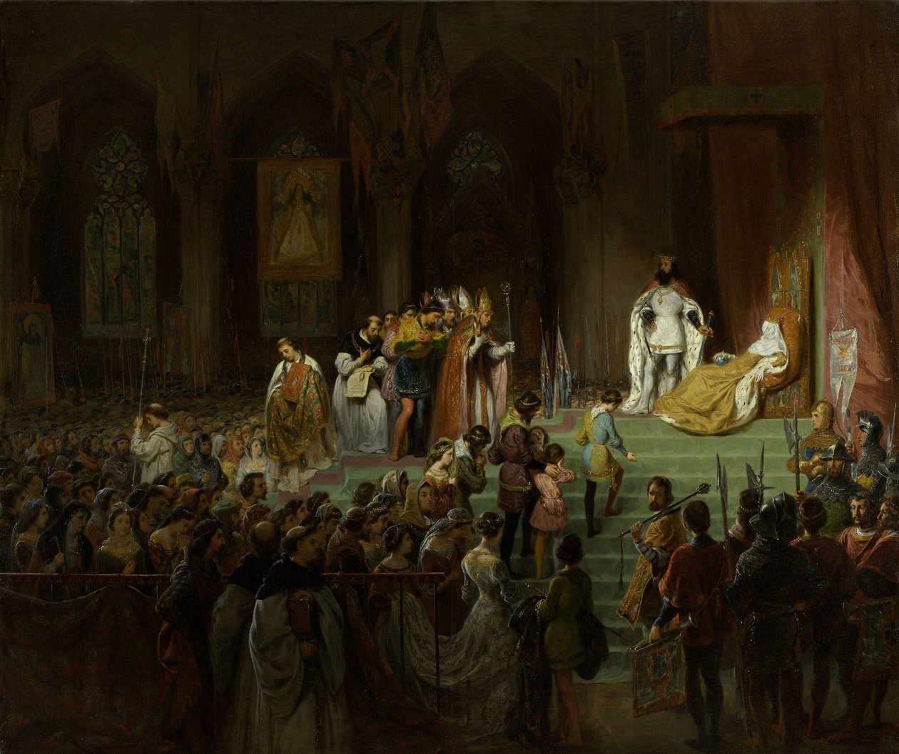 A coroação da falecida Inês de Castro na Sé de Coimbra, 1827-1828. de Gillot Saint Evre