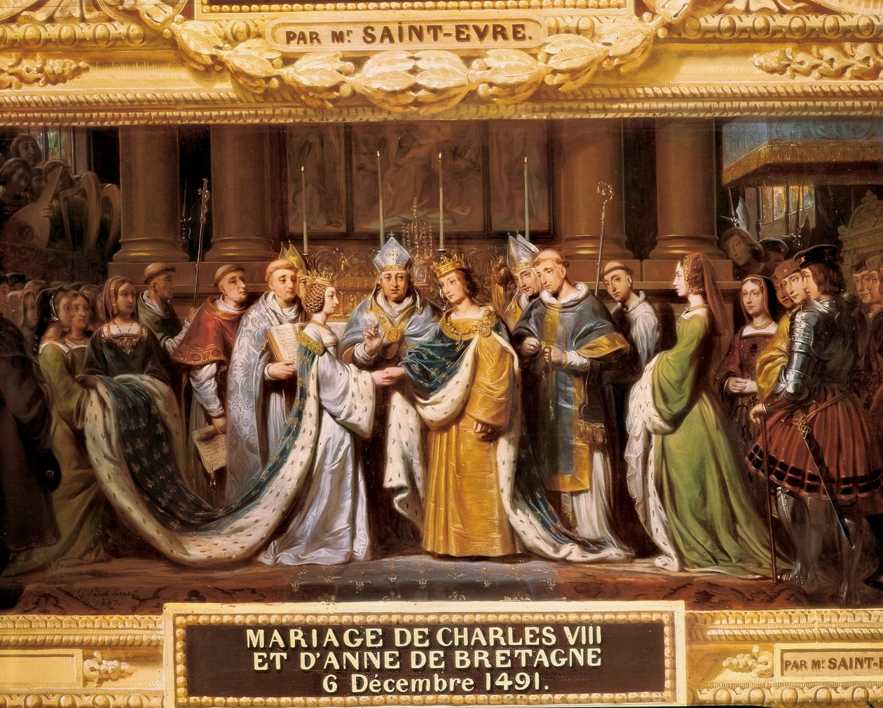 O casamento do Rei Carlos VIII da França (1470-1498) com Ana da Bretanha (1477-1514) em 06/12/1491 de Gillot Saint Evre
