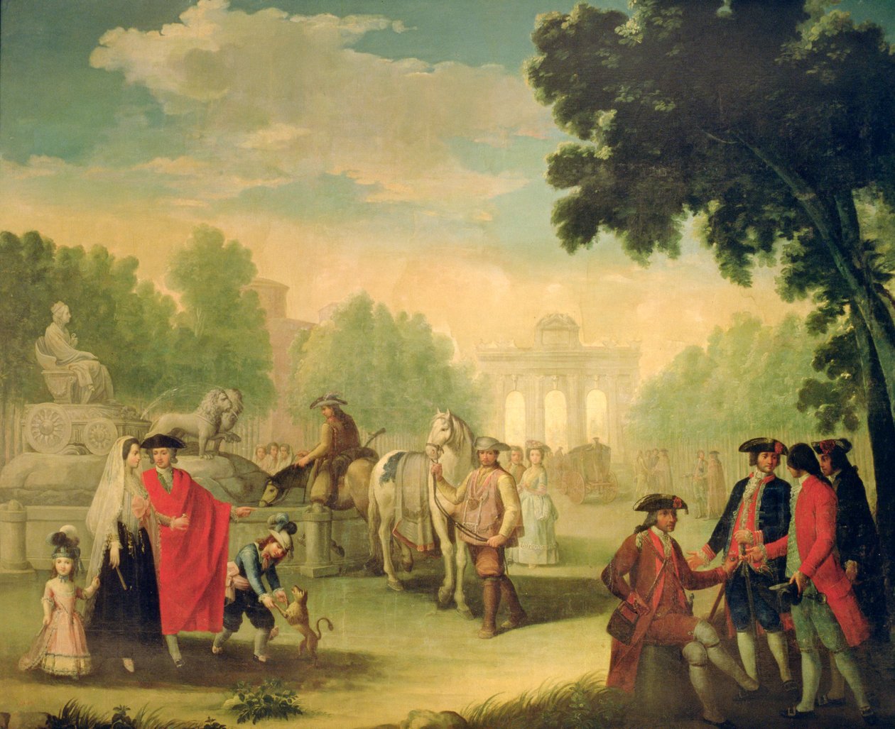 A Puerta de Alcala e a Fonte de Cibeles em Madrid (óleo sobre tela) de Gines Andres Aguirre