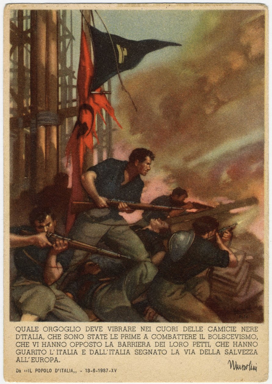 Fascismo: postal de propaganda ilustrado por Gino Boccasil (1901-1952) de Gino Boccasile