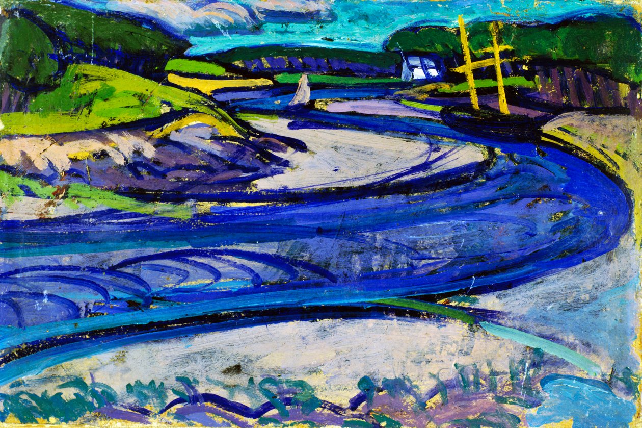 Canal na Grã-Bretanha, de Gino Rossi (1884-1947), óleo sobre papel montado sobre tela, 20x30 cm. Itália, século XX. de Gino Rossi